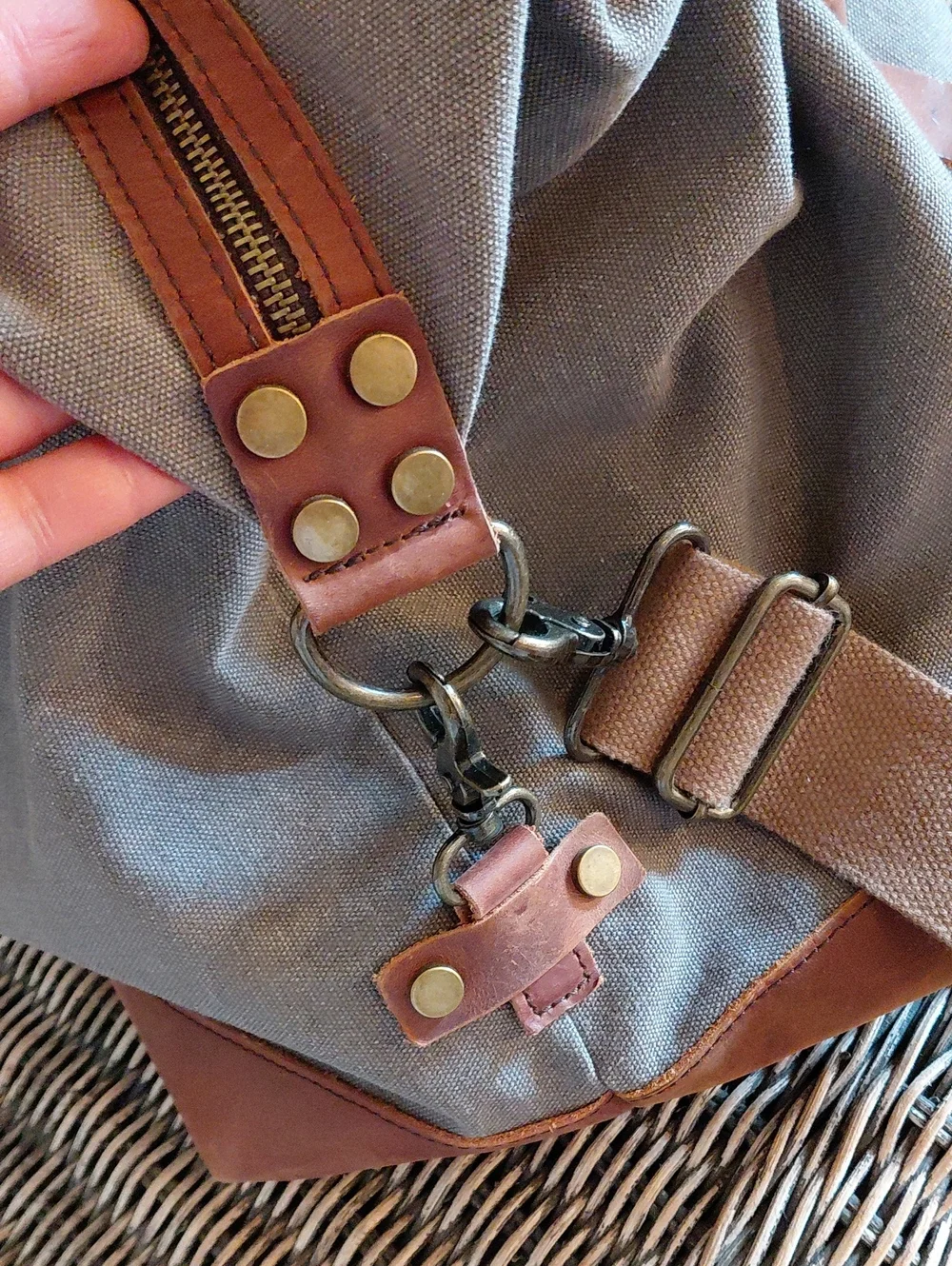 S-Zone Canvas & Leather Weekender Bag/Luggage